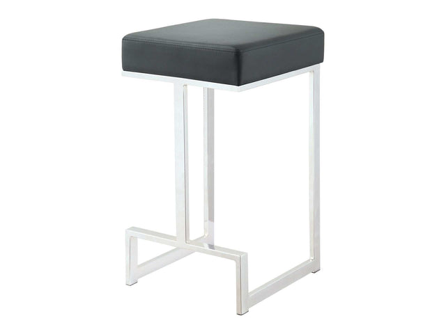 Gervase Black & Chrome Square Counter Height Stool - Ornate Home