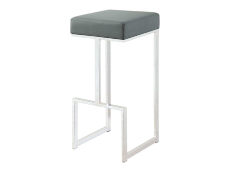 Gervase Grey & Chrome Square Bar Stool - Ornate Home