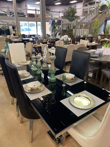 Gianna Black Faux Leather & Stainless Steel Side Chair (Set of 2) - Ornate Home