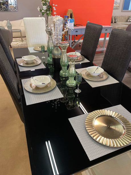 Gianna Black Faux Leather & Stainless Steel Side Chair (Set of 2) - Ornate Home