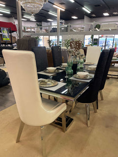 Gianna Black Faux Leather & Stainless Steel Side Chair (Set of 2) - Ornate Home