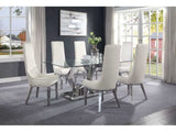 Gianna Clear Glass & Stainless Steel 7pc Dining Room Set - Ornate Home