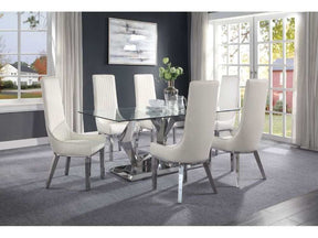 Gianna Clear Glass & Stainless Steel 7pc Dining Room Set - Ornate Home