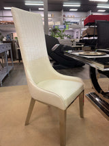 Gianna Ivory Faux leather & Stainless Steel Side Chair (Set of 2) - Ornate Home