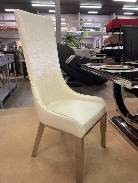 Gianna Ivory Faux leather & Stainless Steel Side Chair (Set of 2) - Ornate Home