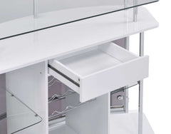 Gideon White High Gloss / Chrome Home Bar - Ornate Home