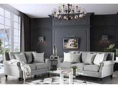 Giovanni Gray Stationary Sofa & Loveseat 2pc - Ornate Home