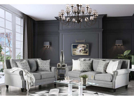 Giovanni Gray Stationary Sofa & Loveseat 2pc - Ornate Home