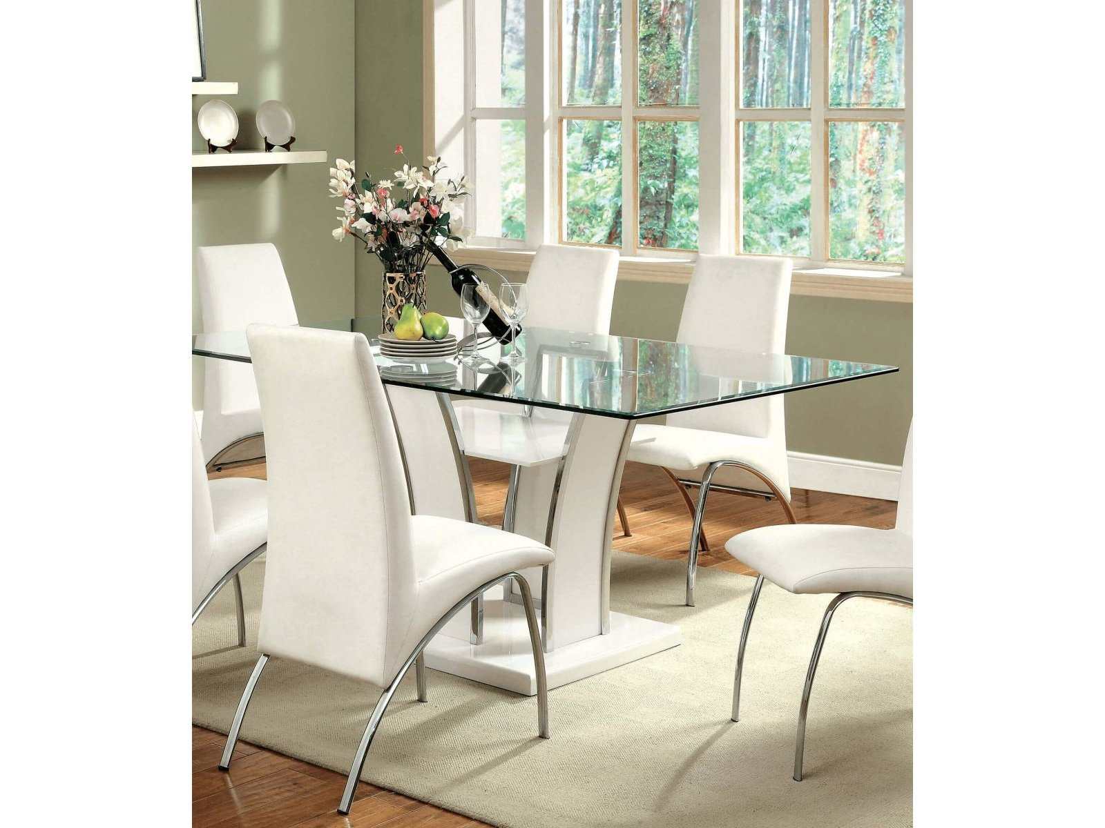 Glenview White & Chrome Dining Table - Ornate Home