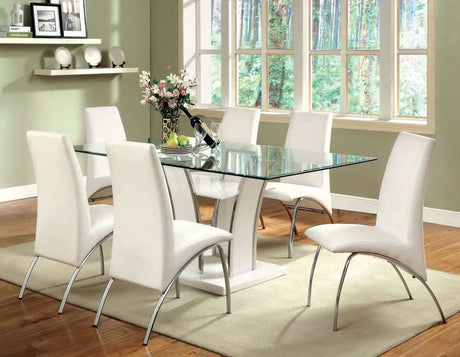 Glenview White & Chrome Dining Table - Ornate Home