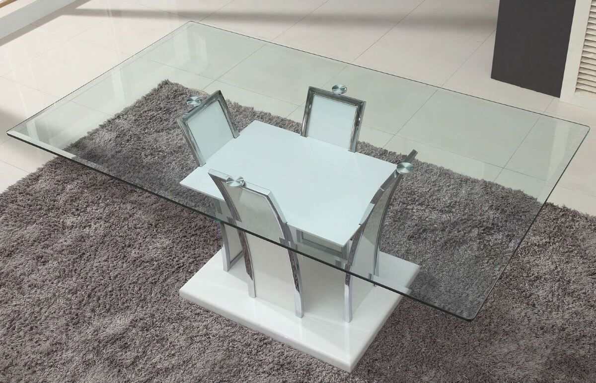 Glenview White & Chrome Dining Table - Ornate Home