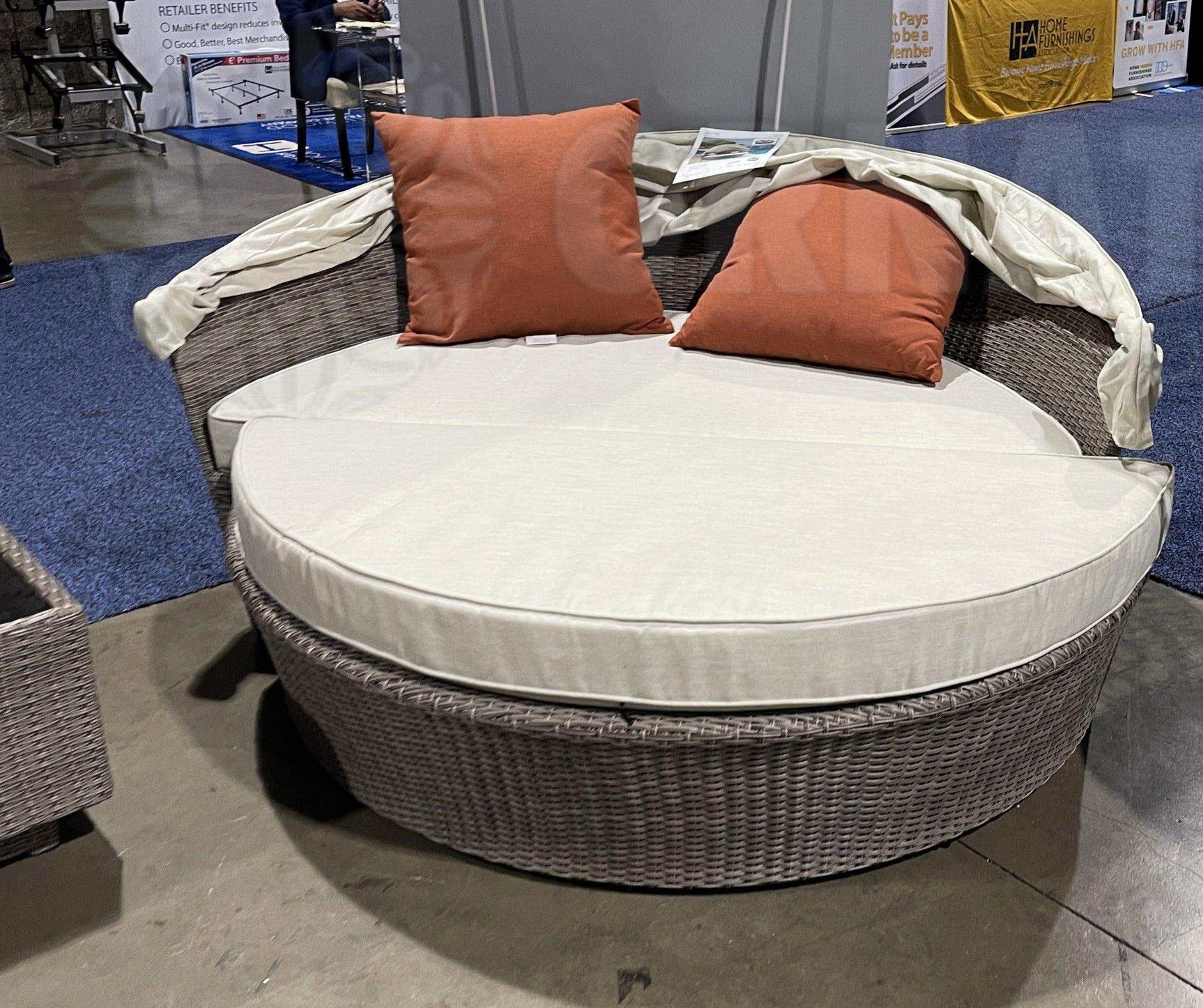 Glynn Beige & Gray Patio Canopy Sofa w/ Ottoman 2pc Set - Ornate Home