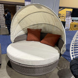 Glynn Beige & Gray Patio Canopy Sofa w/ Ottoman 2pc Set - Ornate Home