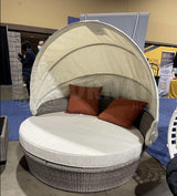 Glynn Beige & Gray Patio Canopy Sofa w/ Ottoman 2pc Set - Ornate Home