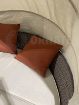 Glynn Beige & Gray Patio Canopy Sofa w/ Ottoman 2pc Set - Ornate Home