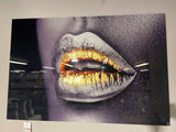 Golden Lips Tempered Glass w / Foil Wall Art - Ornate Home