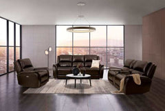 Gorgius Espresso Top Grain Leather Match Power Reclining Sofa - Ornate Home