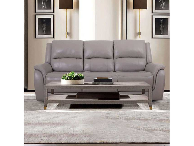 Gorgius Light Gray Top Grain Leather Match Power Reclining Sofa - Ornate Home