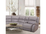 Gorgius Light Gray Top Grain Leather Match Power Sectional - Ornate Home