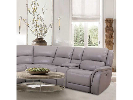 Gorgius Light Gray Top Grain Leather Match Power Sectional - Ornate Home