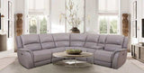 Gorgius Light Gray Top Grain Leather Match Power Sectional - Ornate Home