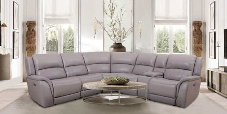 Gorgius Light Gray Top Grain Leather Match Power Sectional - Ornate Home