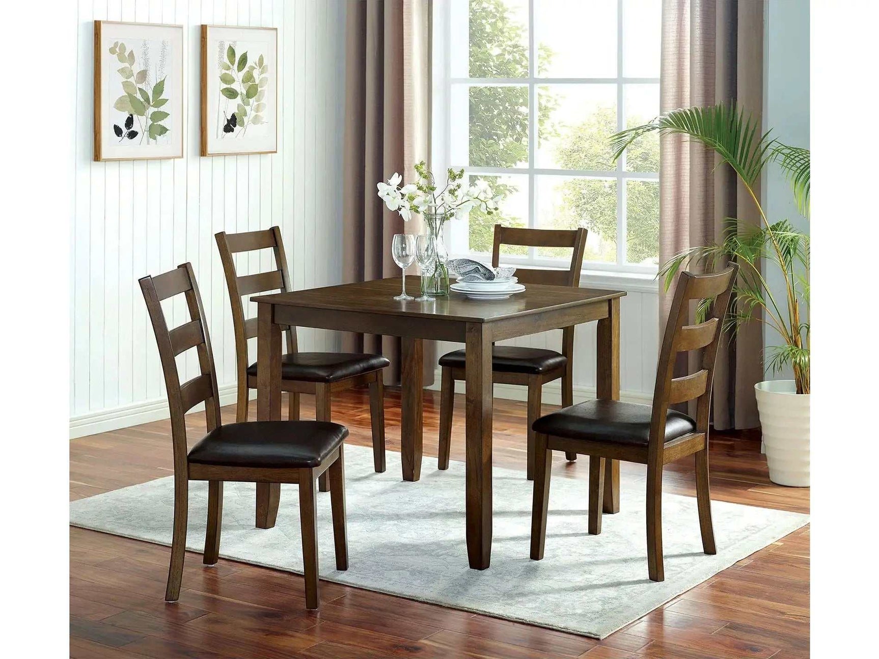 Gracefield Walnut & Dark Brown 5pc Dining Room Set - Ornate Home