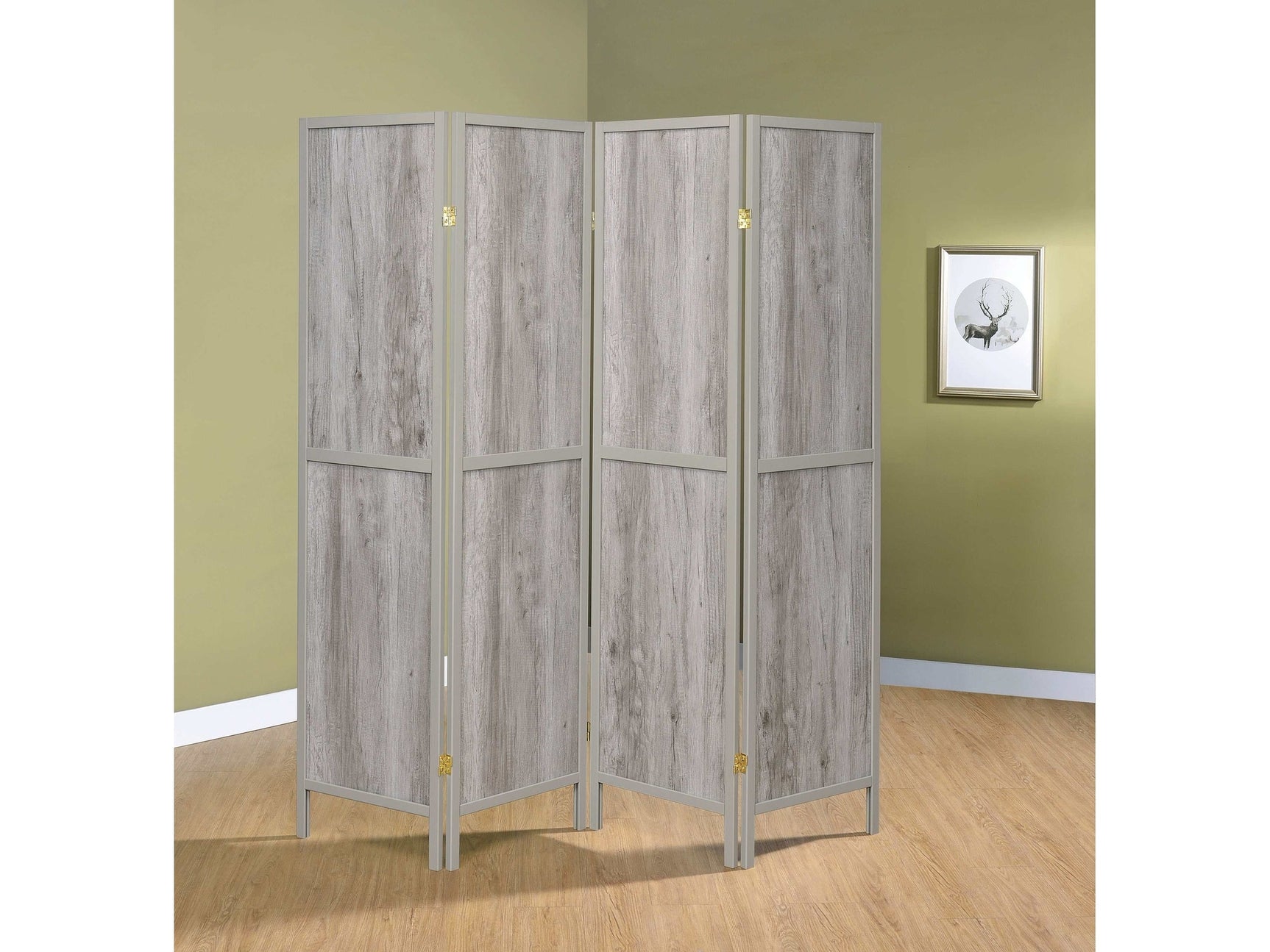 Gracie Grey driftwood 4pc Panel Screen - Ornate Home