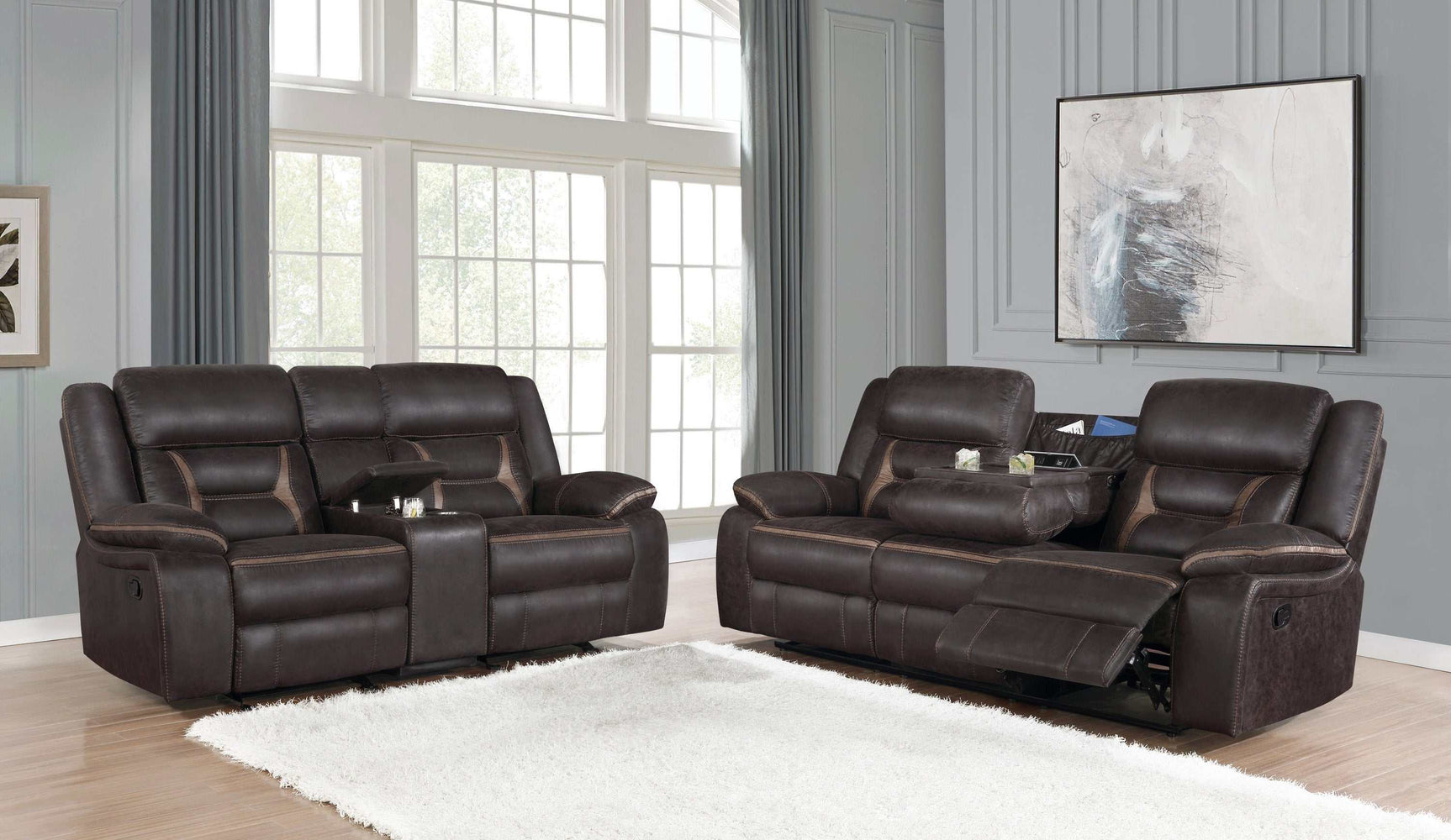Greer Brown 2 Pc Motion Sofa Set - Ornate Home