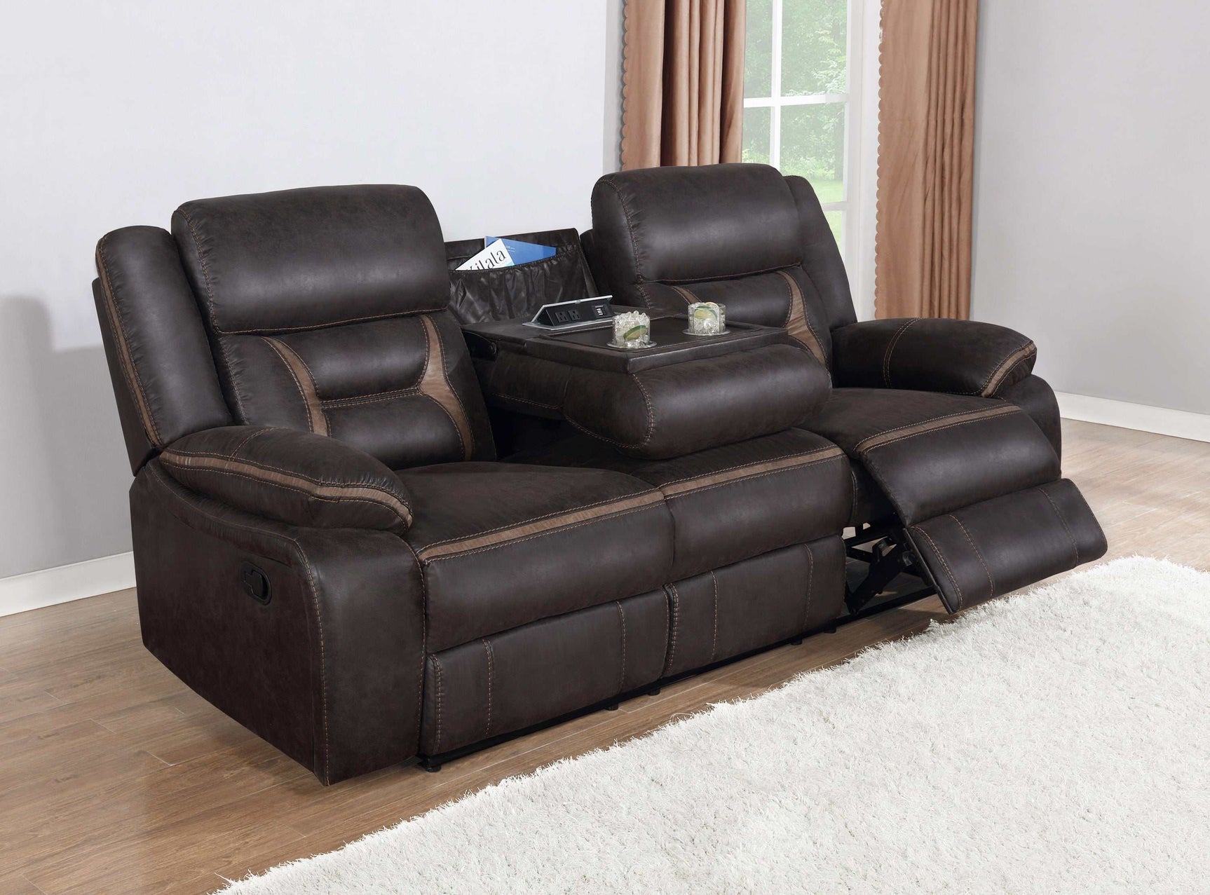 Greer Brown Motion Sofa - Ornate Home