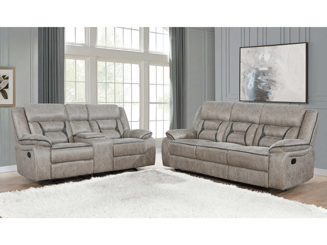 Greer Taupe 2 Pc Motion Sofa Set - Ornate Home