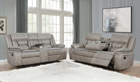 Greer Taupe 2 Pc Motion Sofa Set - Ornate Home