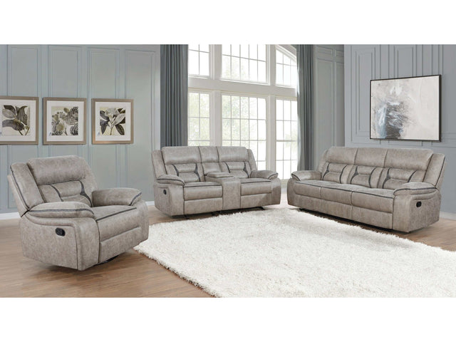 Greer Taupe 3 Pc Motion Sofa Set - Ornate Home