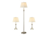 Griffin Brushed Nickel 3pc Slender Lamp Set - Ornate Home