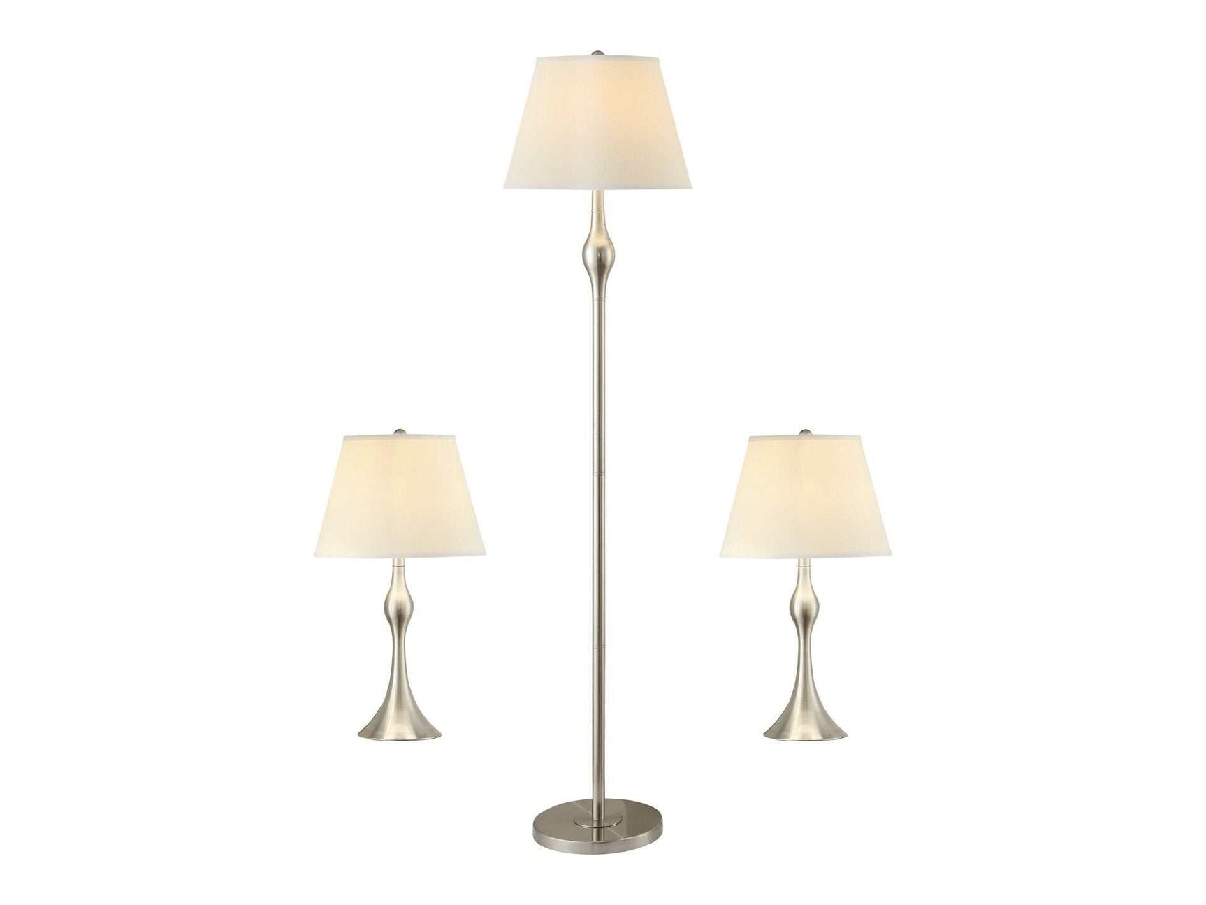 Griffin Brushed Nickel 3pc Slender Lamp Set - Ornate Home