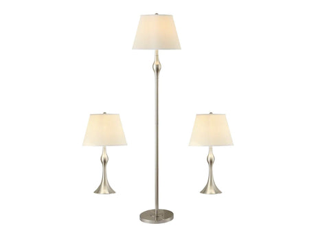 Griffin Brushed Nickel 3pc Slender Lamp Set - Ornate Home