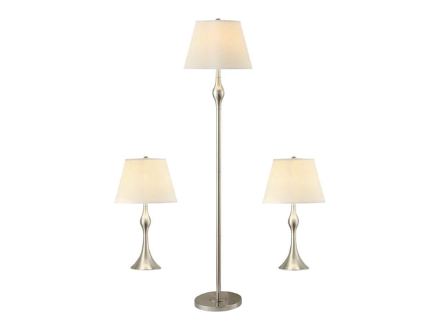 Griffin Brushed Nickel 3pc Slender Lamp Set - Ornate Home