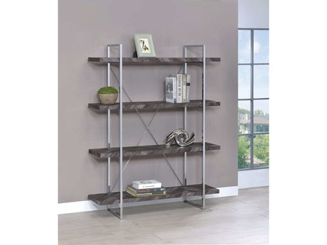 Grimma Rustic Grey Herringbone Bookcase - Ornate Home
