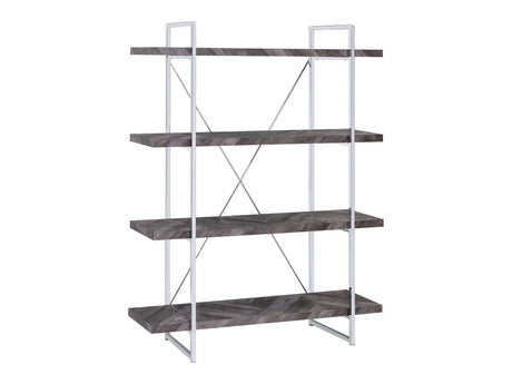 Grimma Rustic Grey Herringbone Bookcase - Ornate Home