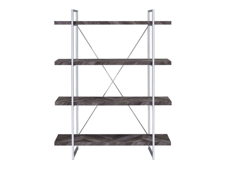 Grimma Rustic Grey Herringbone Bookcase - Ornate Home