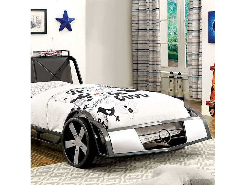 Gt racer Silver/Gun Metal Full Bed - Ornate Home