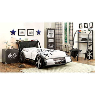 Gt racer Silver/Gun Metal Full Bed - Ornate Home