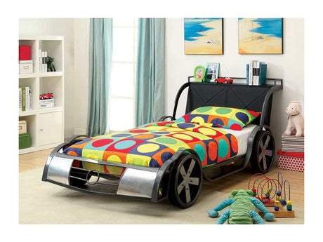 Gt racer Silver/Gun Metal Twin Bed - Ornate Home