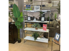 Gustav White & Chrome Bookcase - Ornate Home