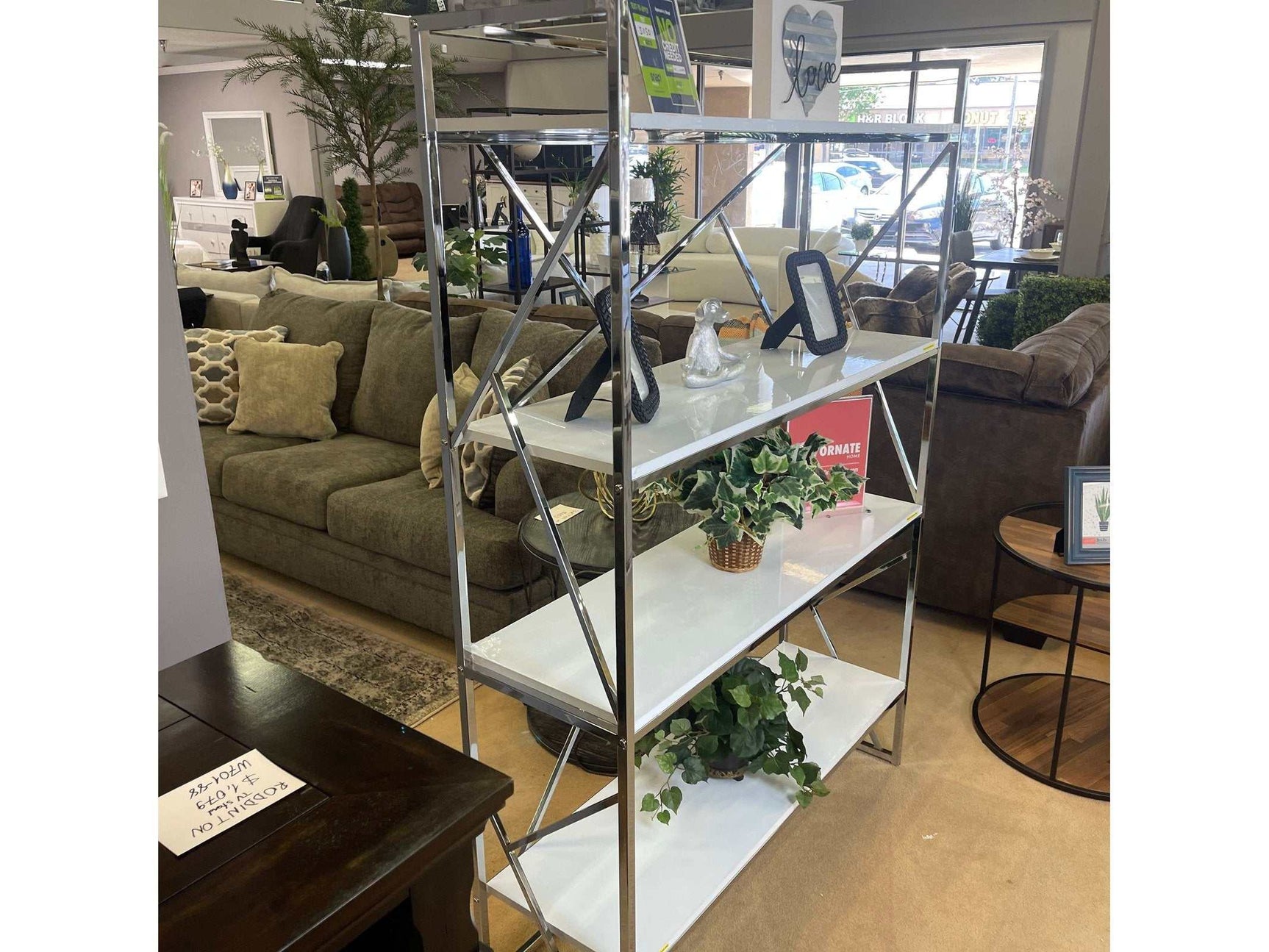 Gustav White & Chrome Bookcase - Ornate Home