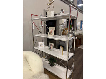 Gustav White & Chrome Bookcase - Ornate Home