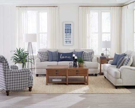 Gwen Light Grey & Blue Living Room Set - Ornate Home