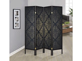 Haidera Black 4 Panel Damask Pattern Folding Screen - Ornate Home