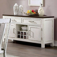 Halsey Weathered White/Dark Walnut Dining Set w/ 18" Butterfly Leaf Table - Ornate Home