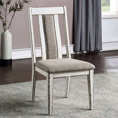 Halsey Weathered White/Dark Walnut Dining Set w/ 18" Butterfly Leaf Table - Ornate Home